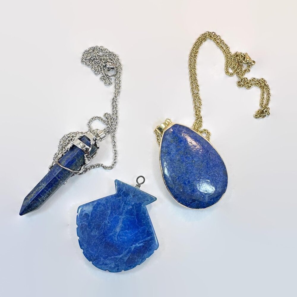 Lapis Pendant, Blue Lapis, 3 Pieces, Lot, Vintage , Blue Stone, Lapis Lazuli